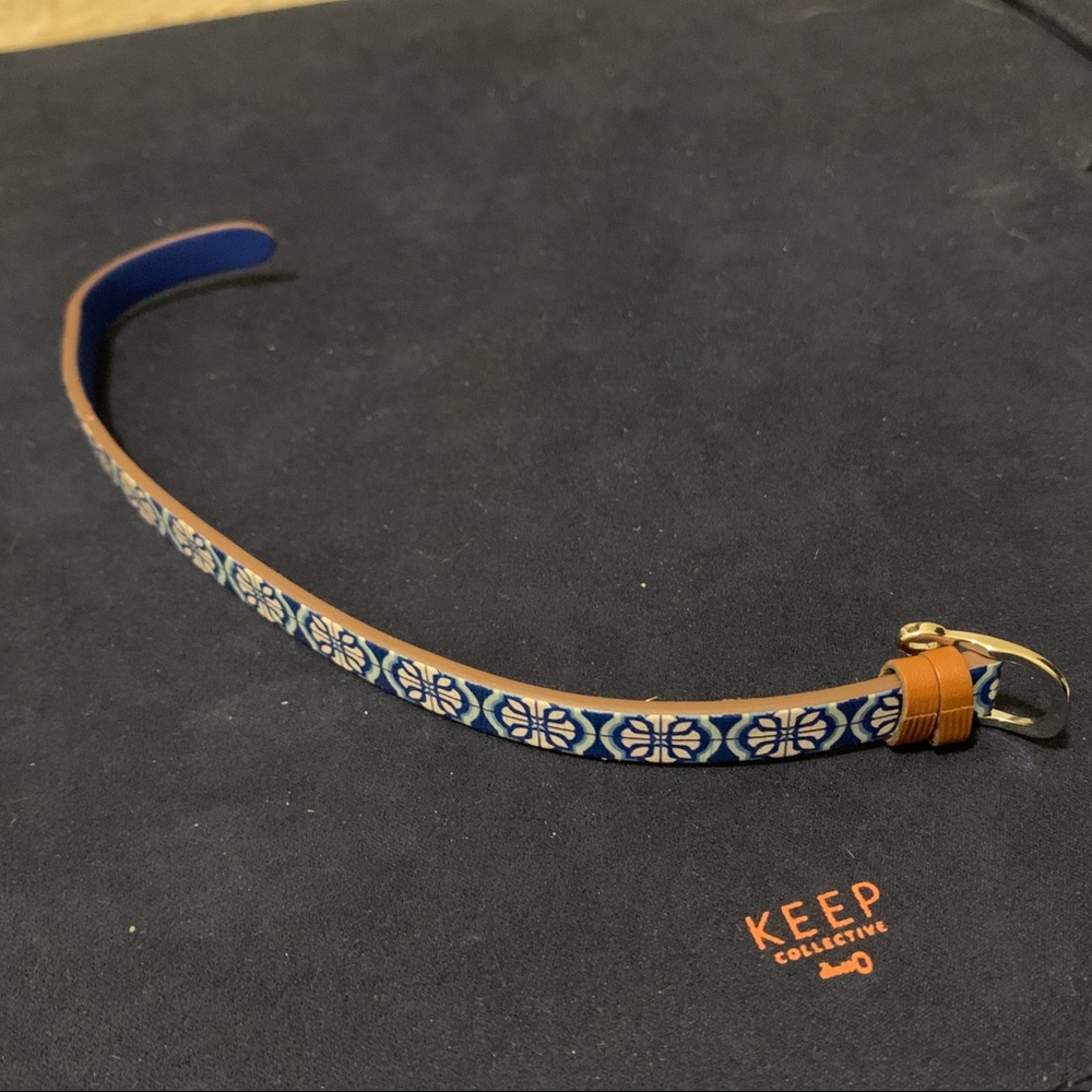 KEEP Collective tile print / bright blue single leather band